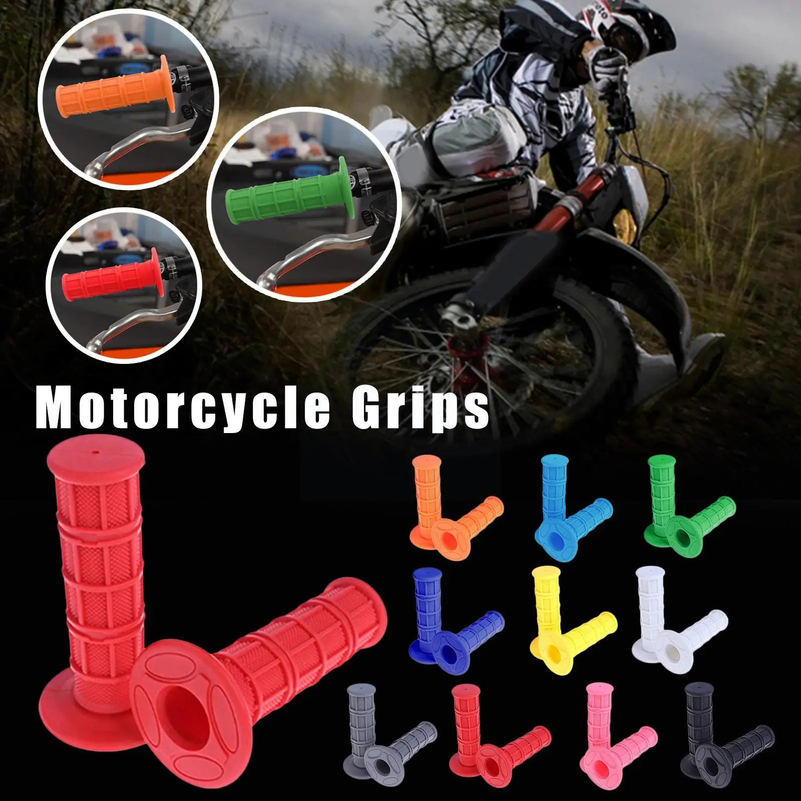 Купи Universal Handle Grips Dirt Pit Bike Motorcycle Handle Motocross Motorbike Handle Bar Grips For CRF YZF KXF SXF SSR SDG A6W1 за 69 рублей в магазине AliExpress