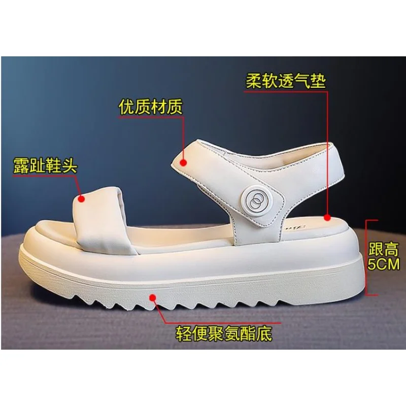 2023Lady Summer Thick Platform Sandals Women Flat Sandals Summer Flip Flops Comfortable  Flats Sandals Women