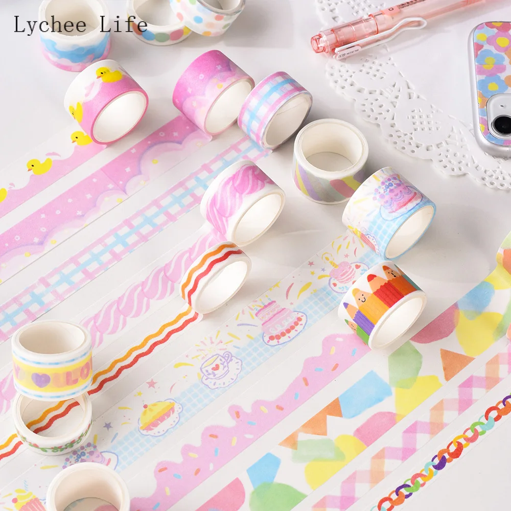 

Lychee Life Hand Account Washi Tape Set Kawaii Stationery Washi Tape Sticker Masking Tape Diy Diary Album Planner Decoration