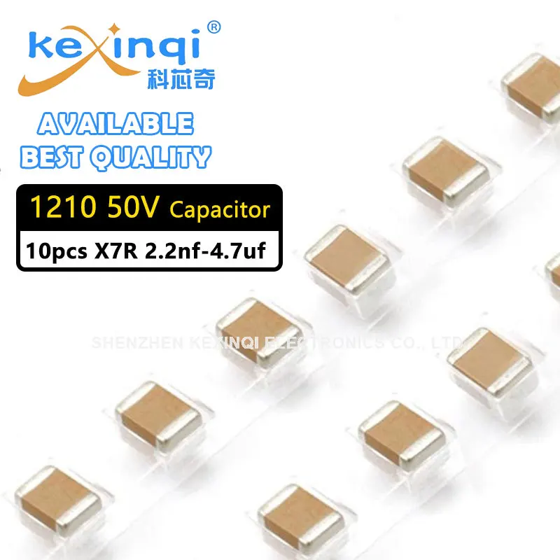 

10pcs 1210 50V X7R SMD MLCC Multilayer Ceramic Capacitor 2.2nF-4.7uf 3.3nF 4.7nF 6.8nF 10nF 15nf 22nF 33nF 47nF 68nF 100nF