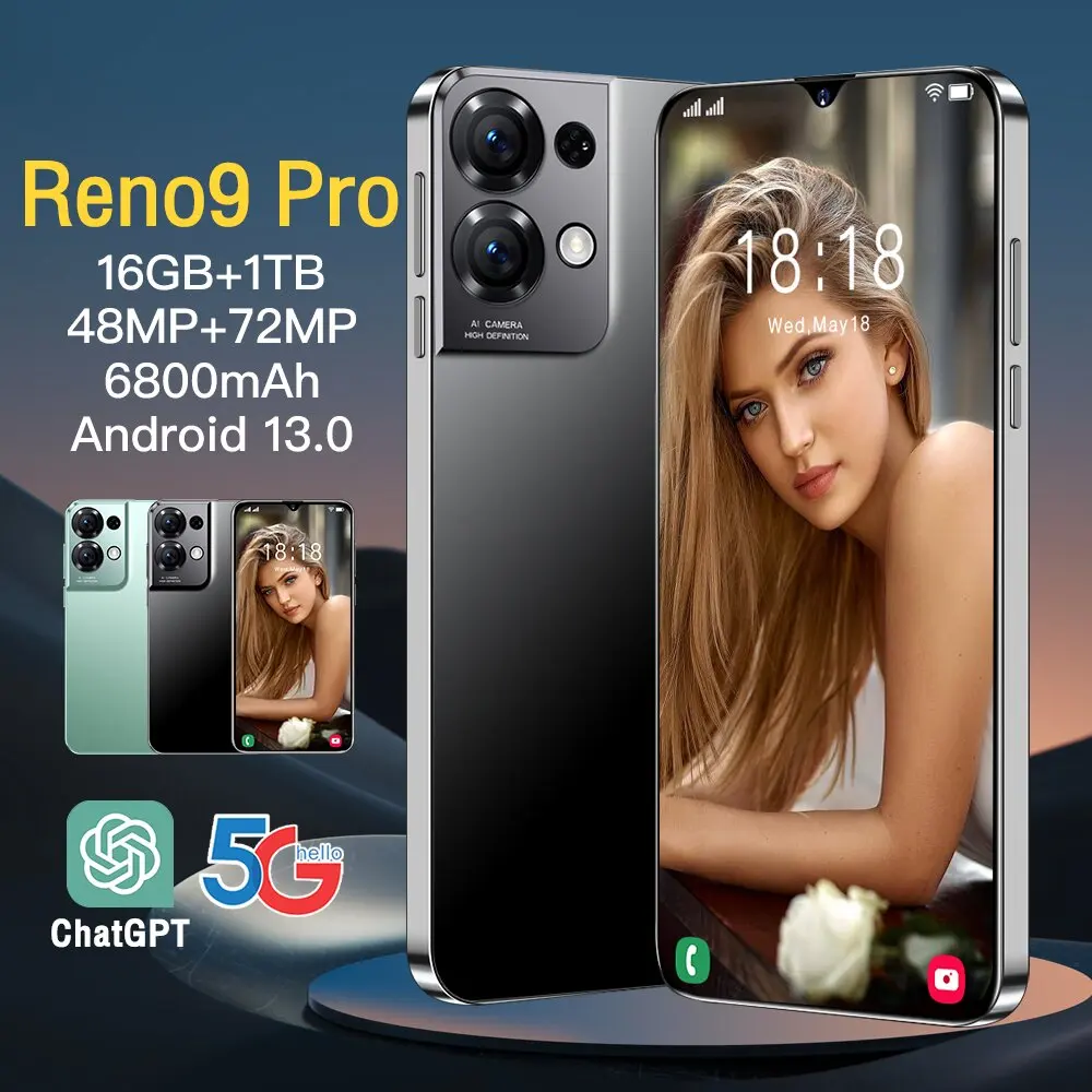 

Global Version Reno9 Pro Smartphone 5G Android 6.8inch HD Full Screen 16GB+1TB Mobile Phones Dual SIM Cards Cell Phone Brand New