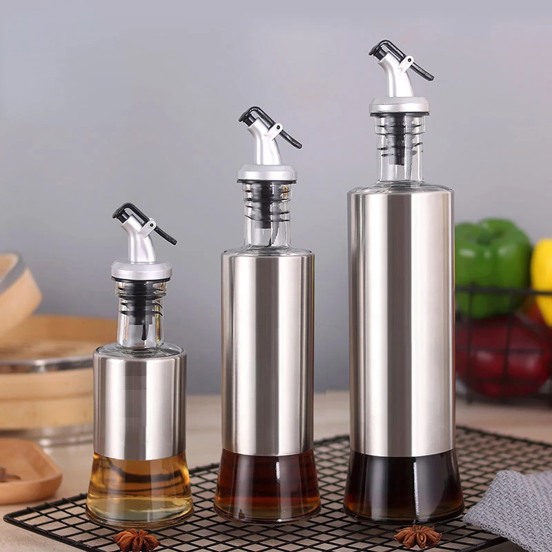 

Glass Bottle for Oil Stainless Steel Oil Bottle Leak-proof Vinegar Oil Cruet Storage Sauce Dispenser Tools Oil Bottle Kitchen