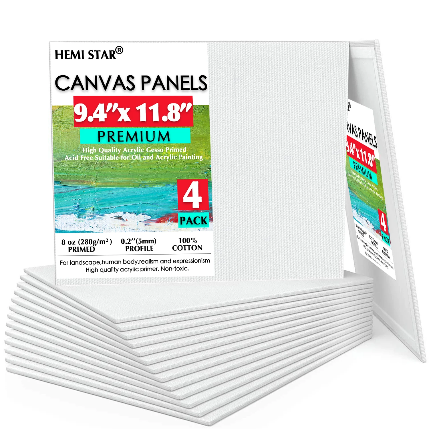 

Canvas Panels 4-pcs 8 Oz Primed Acid-Free 24x30cm-9.4x11.8in 100% Cotton Paint Canvas for Painting, Blank Canvas for Artist