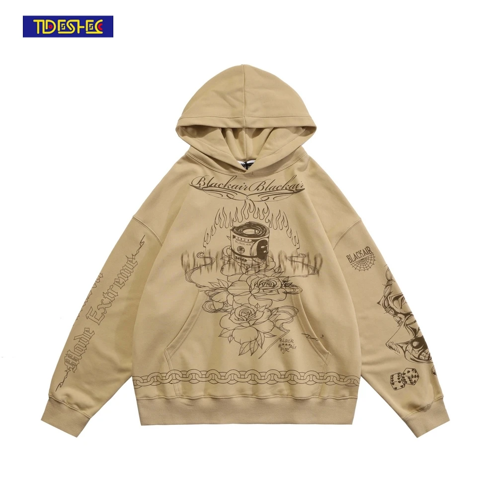 

2022 Spring Autumn Hoodie Men's Streetwear Pattern Print Heavy Craft Hoodie Pullover Hip Hop Cotton Men Women Oversized Hoodies