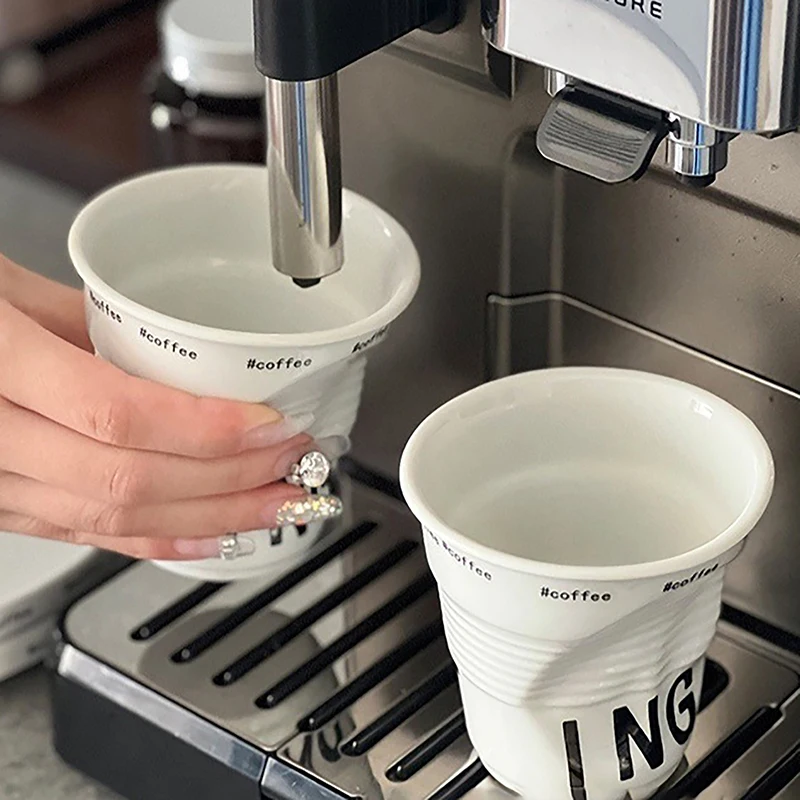 Корейская Белая Керамическая Кофейная Чашка В Скандинавском Стиле С Морщинами