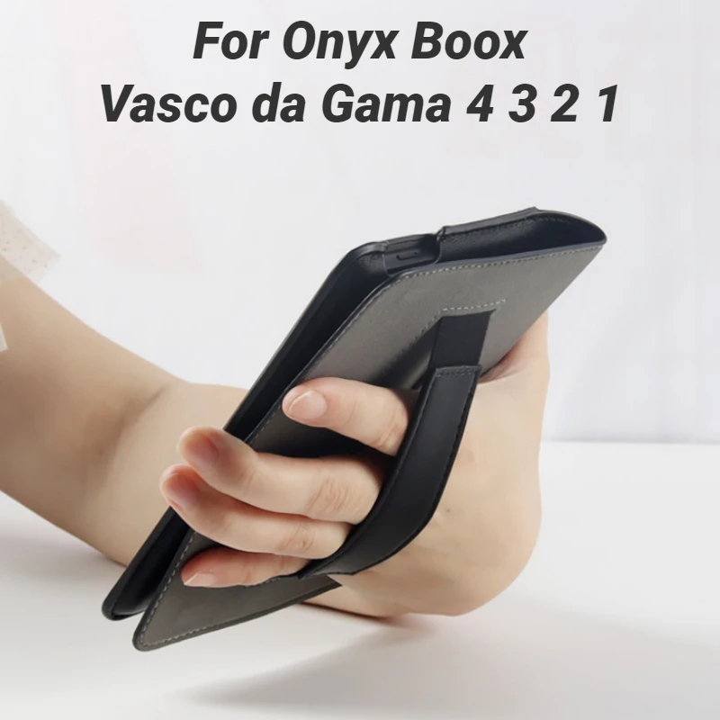 

Folio PU Leather Book Cover for Onyx Boox Vasco da Gama 4 3 2 Case 6" eBook Protector Funda with Hand Strap Magnetic Closure