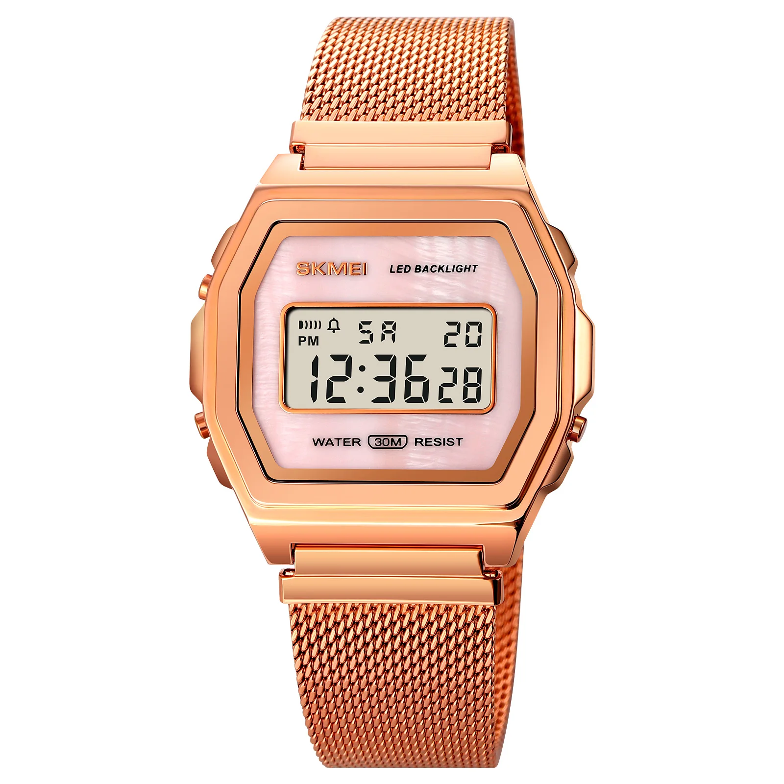 

Luxury Mesh Belt Digital Watch Fashion Dress Electronic Quartz Watches Men Wrist Watch Led Waterproof Clock Stopwatch Hours