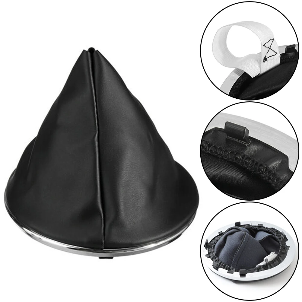

Car Gear Stick Shift Shifter Cover Boot Black PU Leather Gear Shift Collars Interior Accessories For Fiat 500C 2007-2015