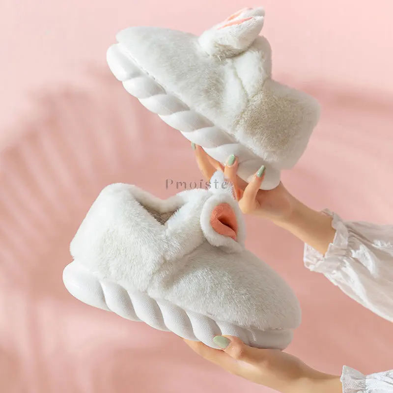 Cute Rabbit Women Indoor Slippers Lovely Animals Women Platform Shoes for Female Home Slippers Comfort Non-slip Unisex Slippers