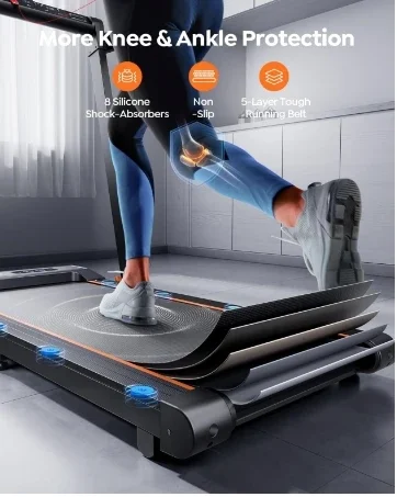 Складная беговая дорожка 2 в 1 для дома под столом с 12 режимами HIIT