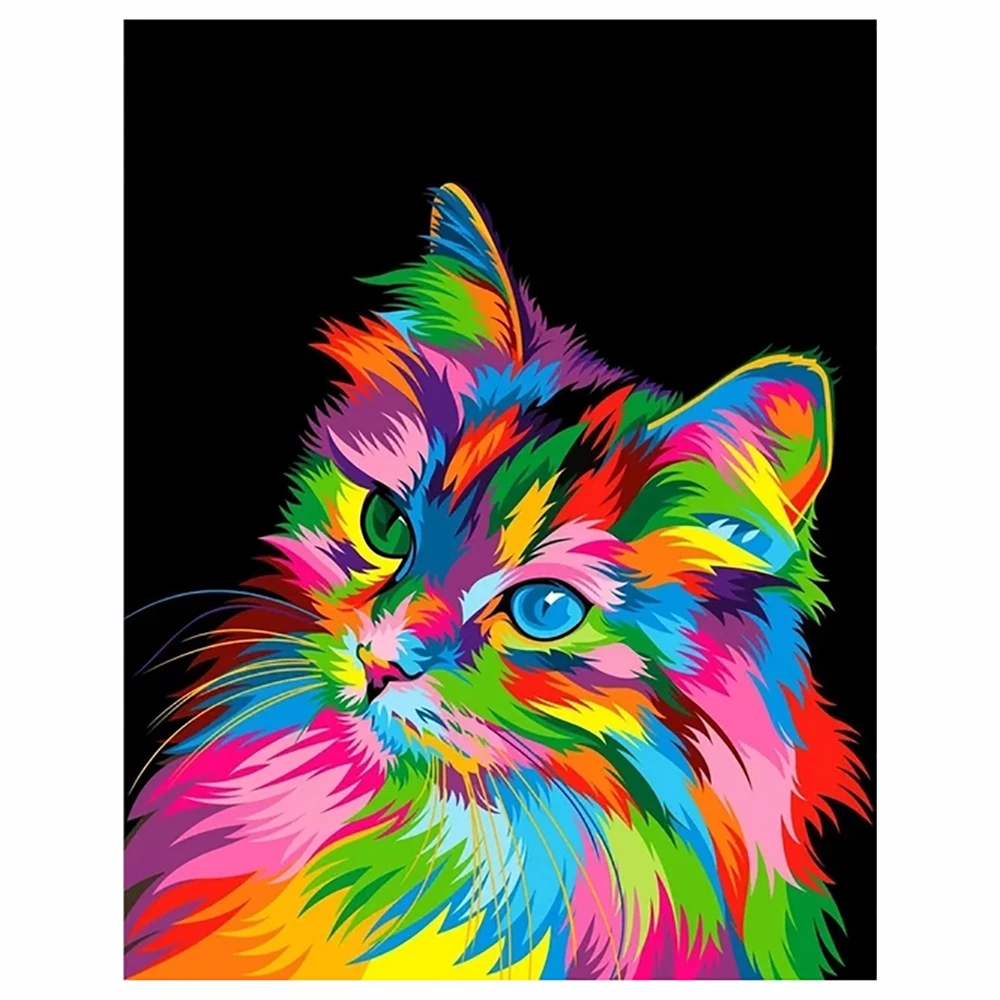 

KamyYi 5d Diamond Painting Colorful Cat Mosaic Handmade Full Square/Round Diamond Embroidery Home Decoration