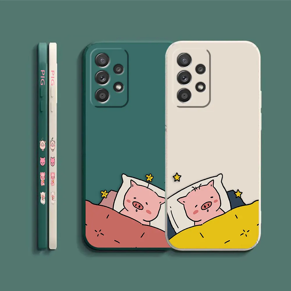 Case For Samsung Galaxy A91 A14 A73 A72 A71 A53 A52 A51 A42 A33 A32 A22 A21S A715F A52S A22S 4G 5G Case Cute Cartoon Pink Piggy