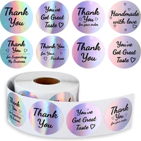 50 500pcs rainbow laser thank you purchase commercial decorative sticker label vintage envelope seal handmade diy gift wrapping