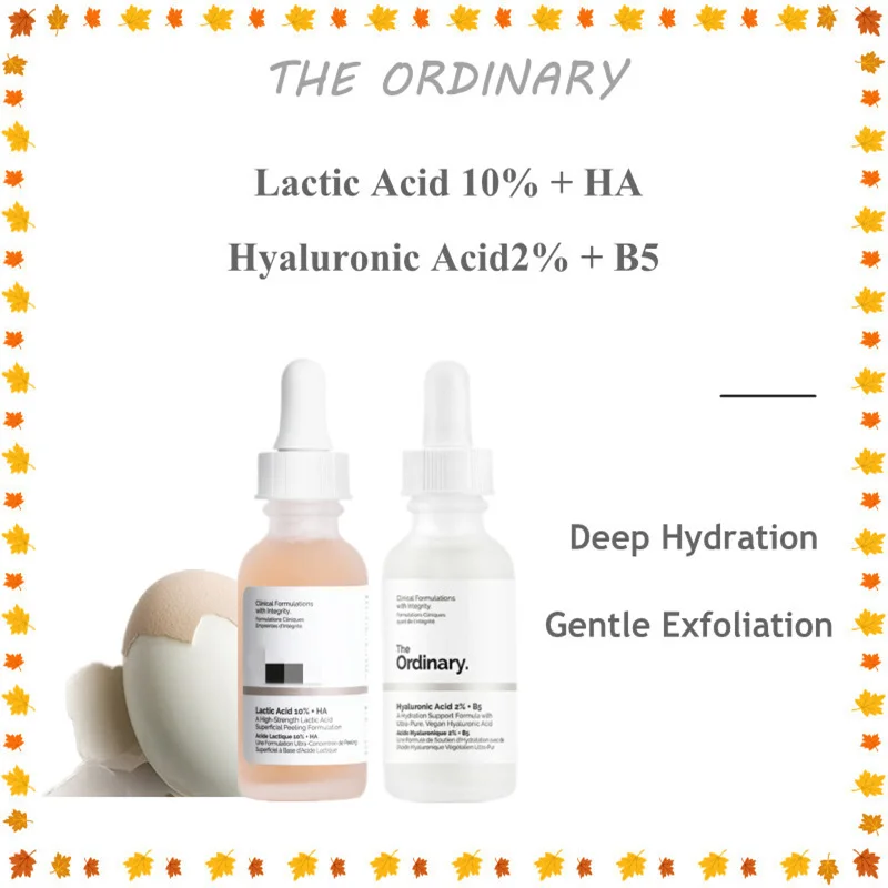 

Ordinary Hyaluronic Acid 2% + B5 Lactic Acid 10%+HA Deep Hydration Moisturizing Gentle Exfoliation Brighten Skin 30ml + 30ml
