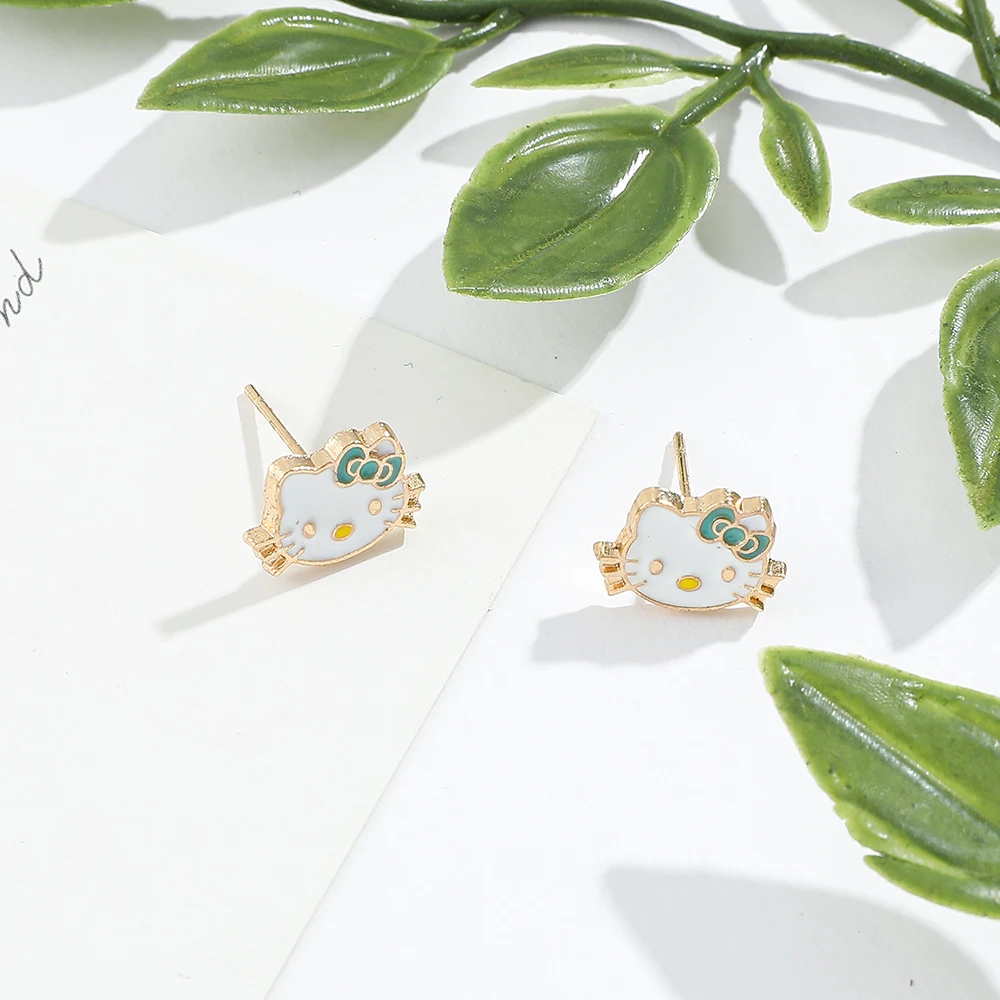 Серьги в стиле аниме Sanrio милые металлические серьги-гвоздики с мультяшным