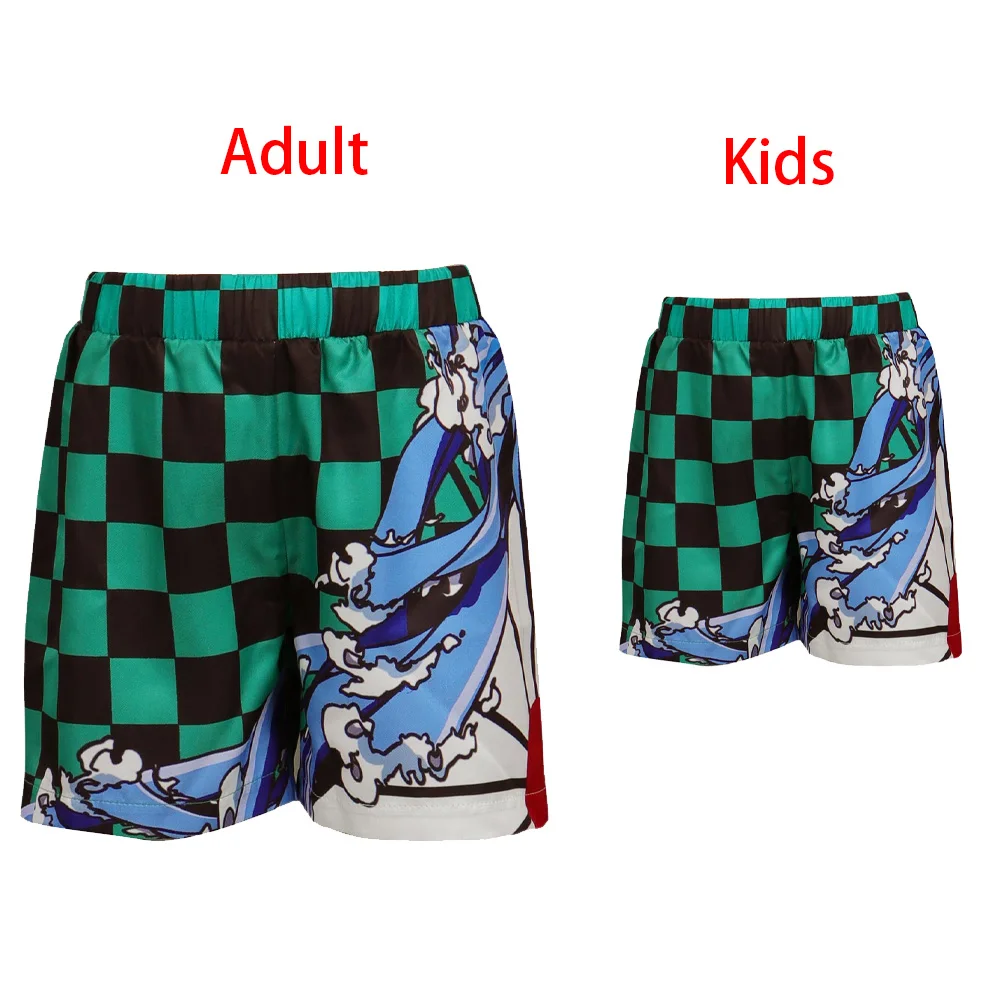 

Demon Slayer Kamado Tanjiro Cosplay Costume Shorts Pants Men Kids Outfits Halloween Carnival Party Disguise Roleplay Cloth Suit
