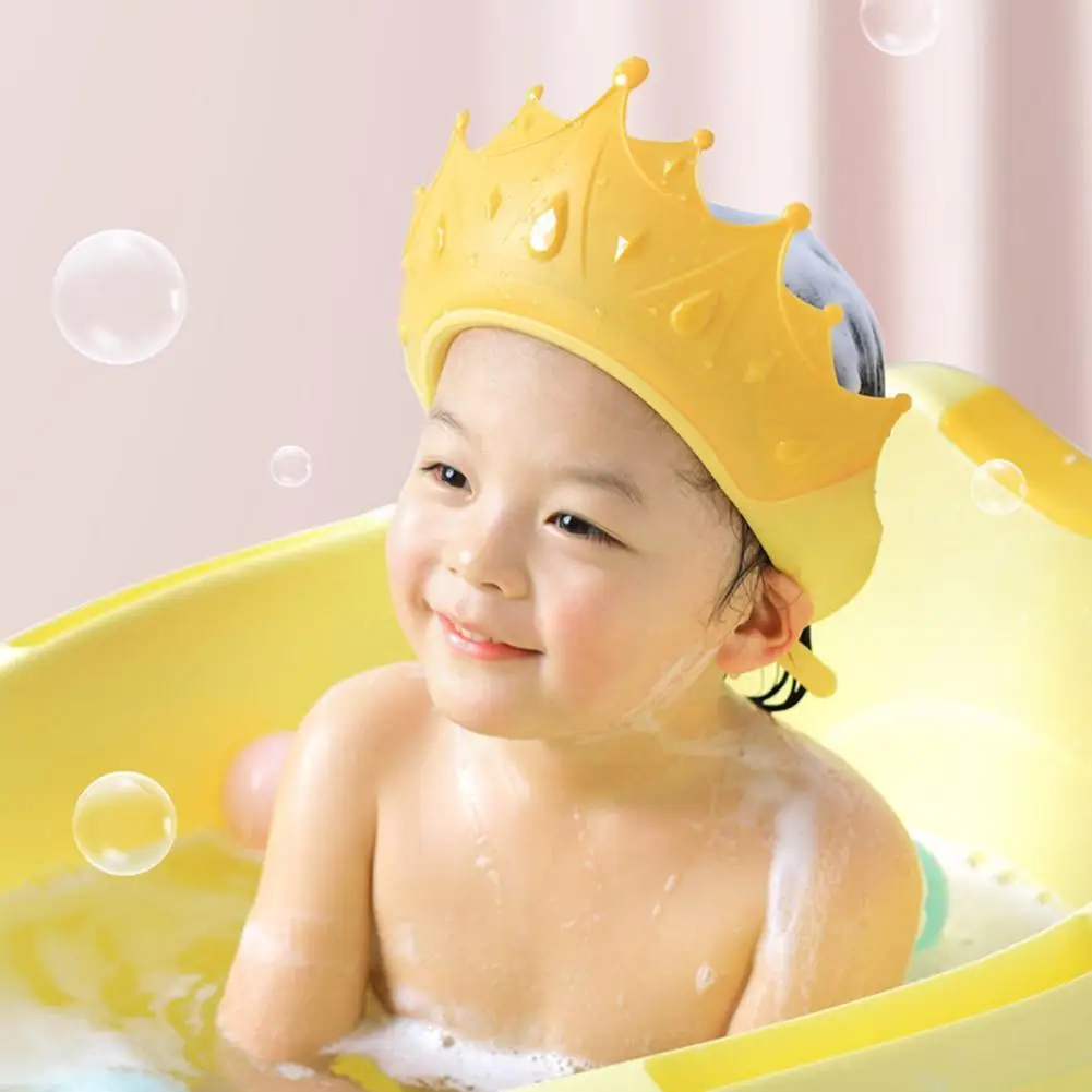

Crown Adjustable Baby Shower Cap Bath Wash Hair Cute Protect Children Hat Waterproof Prevent Water Into Ear For Kids Color O4b5