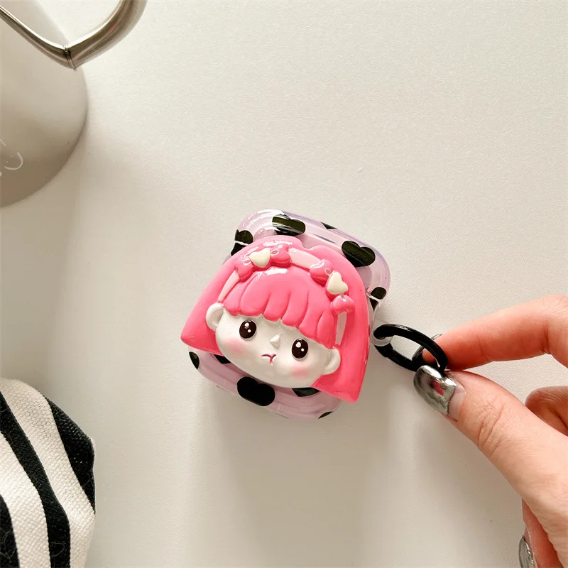 

Cute Girl 3D Case for AirPods Pro2 Airpod Pro 1 2 3 Bluetooth Earbuds Charging Box Protective Earphone Case Cover