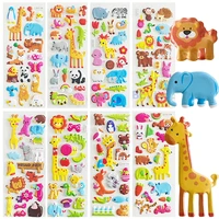 8 sheets different 3d cartoon zoo animals puffy bulk stickers notebook decoration scrapbooking phone laptop sticker toys kids