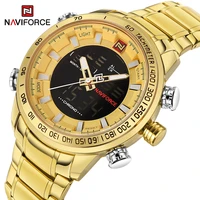 luxury brand naviforce men military sport digital quartz wrist watch stainless steel waterproof male clock luminous gold watches