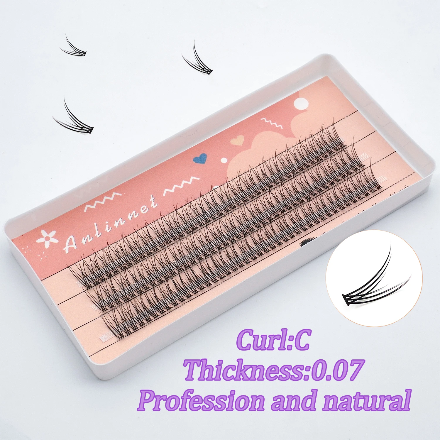 ANLINNET 120 кластеры/коробка ресницы рыбий хвост натуральные блестящие мягкие