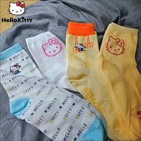 4 pairs sanrio hello kitty pattern socks korean funky harajuku trend women casual socks cute lolita girl socks women crew socks