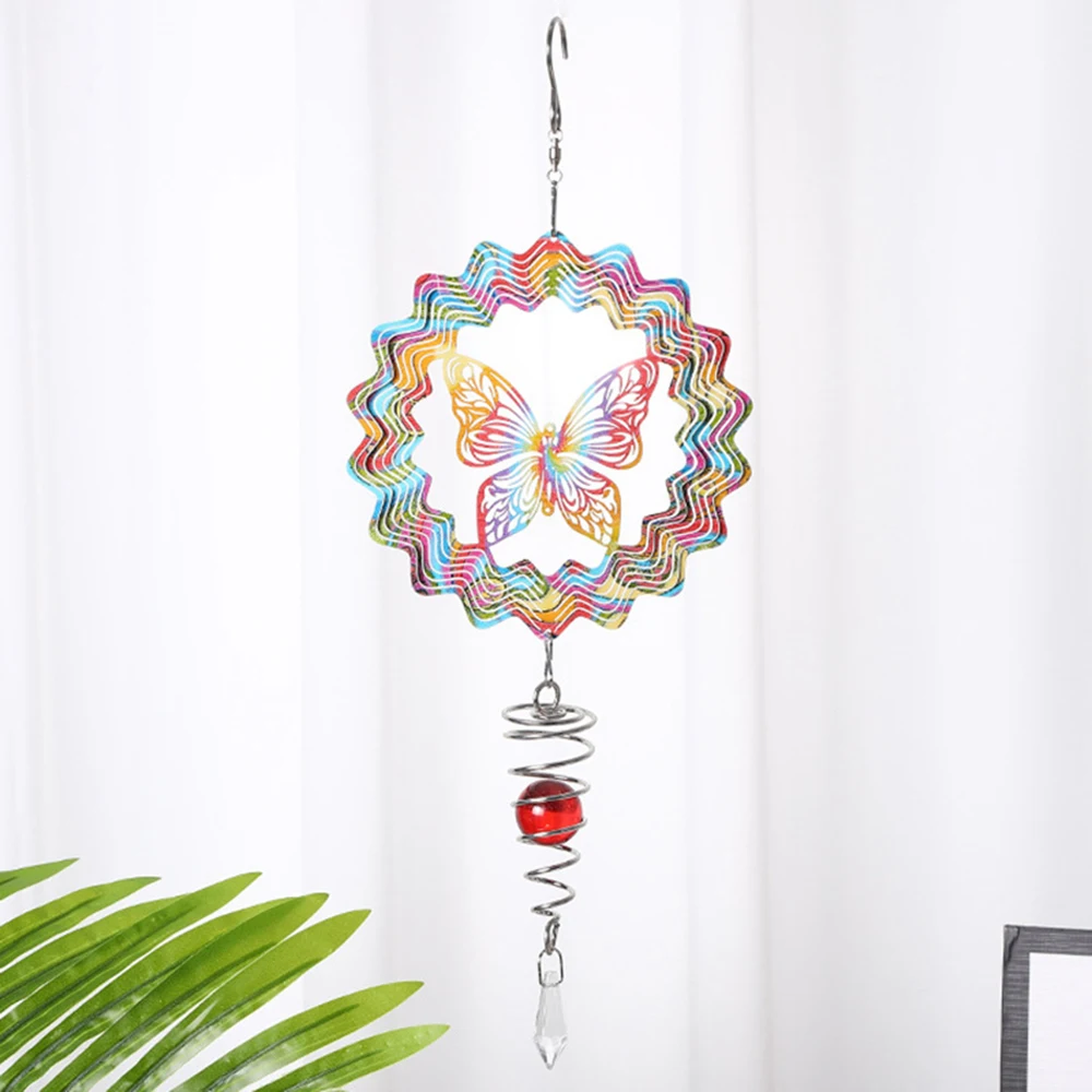 

Rotating Wind Spinner Butterfly Birds Home Decor Room Garden Hanging Decoration Outdoor Balcony Crystal Wind Chime Glass Pendant