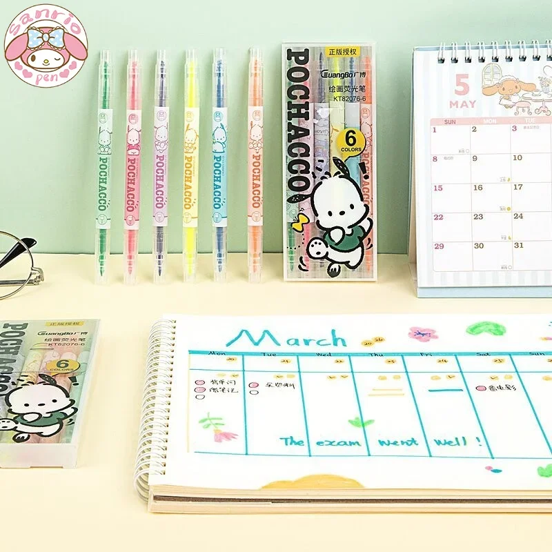 

Новинка Sanrio 12 шт. мультяшный хайлайтер понравико кавайные сердечки для девочек учеников писать ключевые маркеры для детей