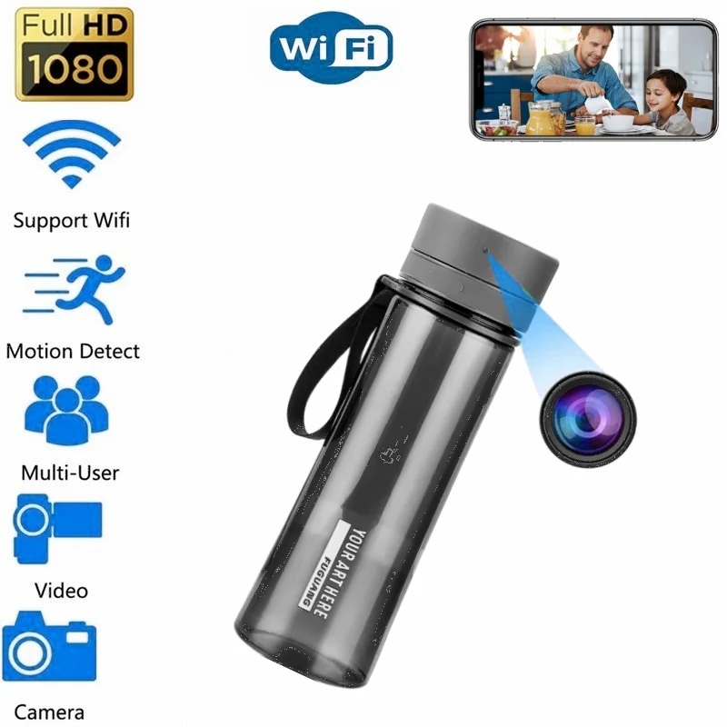 

1080P HD Mini Camera Wifi Portable Water Botter Cup Outdoor Office Video Recorder Remote Monitoring Micro Espia Camcorders 750ML