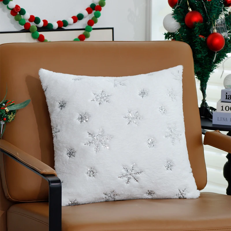 Плюшевый чехол для подушки белый серебристый 45x45 см рождественский домашний