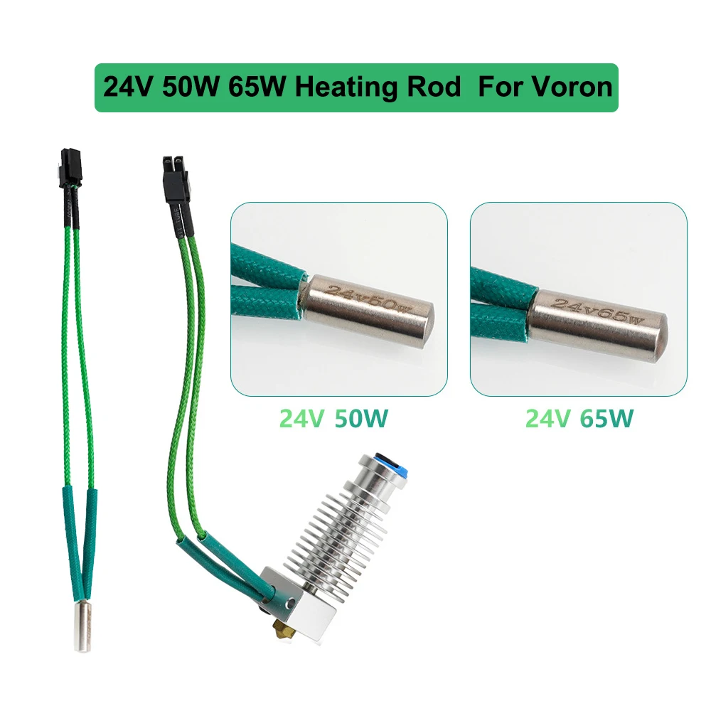 

2pcs 24V Cartridge Heater MX-2P Terminal 24V 50W 65W 150mm Heating Rod Heater For Voron Hotend 3D Printer Parts