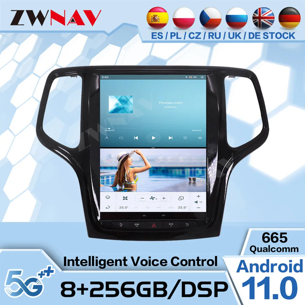 

Tesla Screen Android Radio Car Multimedia Player For Jeep Grand Cherokee 2014-2018 GPS Navigator Audio Stereo Head Unit Video