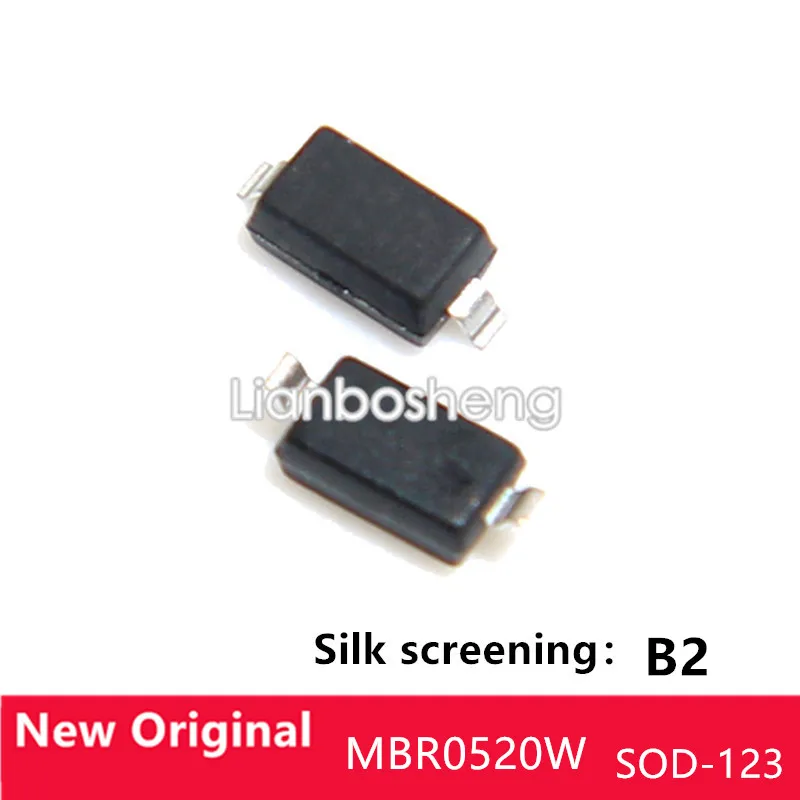

100 шт. SMD диод Шоттки MBR0520LT1G B0520W SOD123 Шелковый экран B2