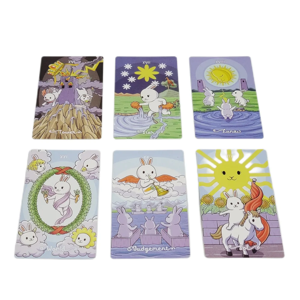 Lovely Rabbit Design Cards 12x7cm Chubby Bun Rabbit Tarot 79-Card Deck For Children Gift Toys Puzzle Leisure Board Game Party enlarge