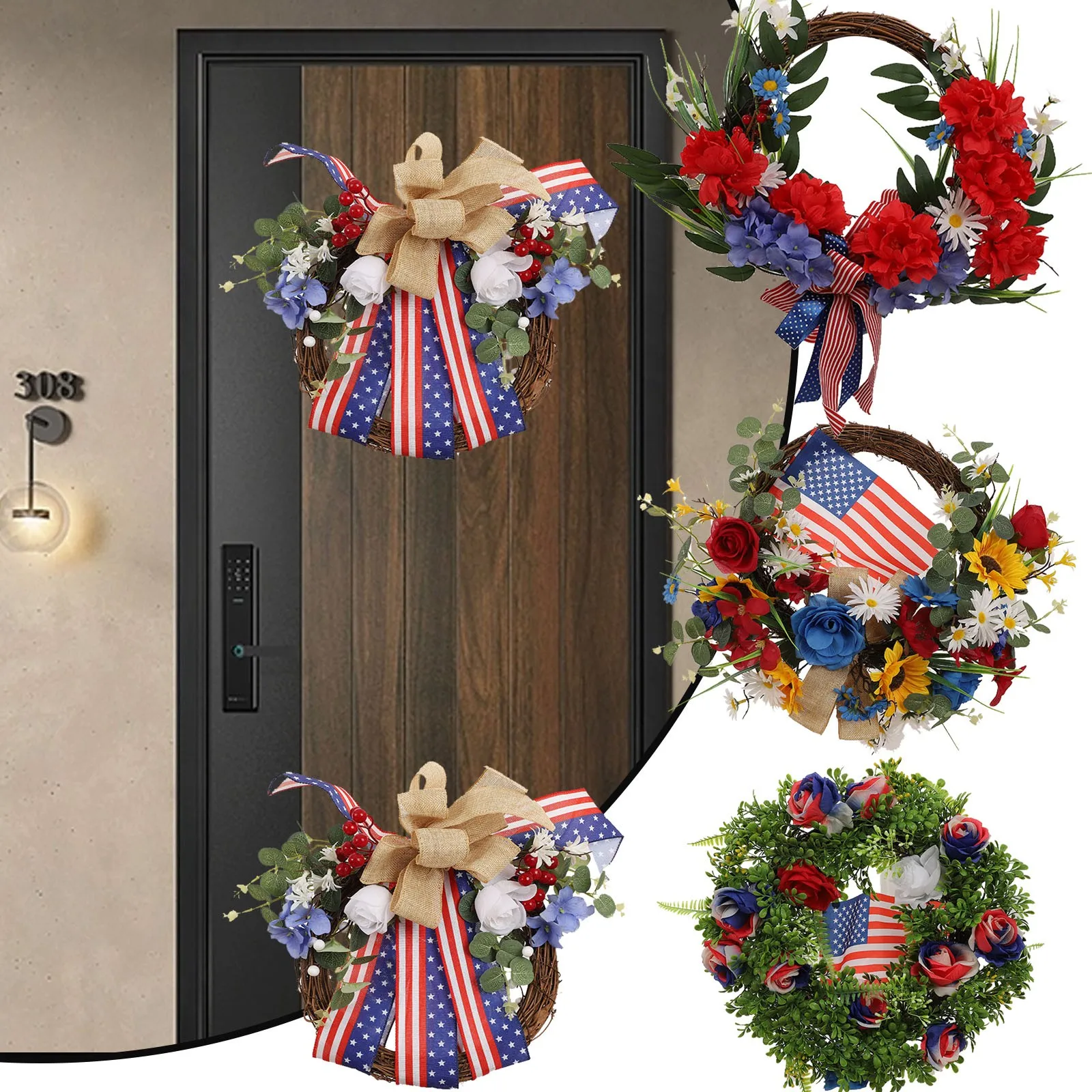 

Idyllic Fourth Of July Wreaths Patriotic American Wreaths Handmade Memorial Day Wreaths Holiday Dried Peony Dried Star Flowers