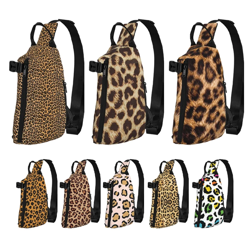 Gold Brown Leopard Print Shoulder Bags Chest Cross Chest Bag Diagonally Casual Man Messenger Bag
