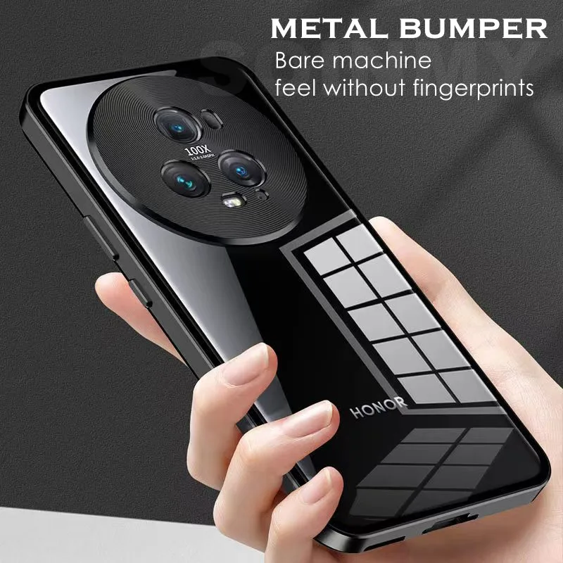 

New Aluminium Alloy Metal Frame Bumper + Tempered Glass Cover For Honor Magic 5 Pro 5G Full Camera Lens Protection Mobile Fundas