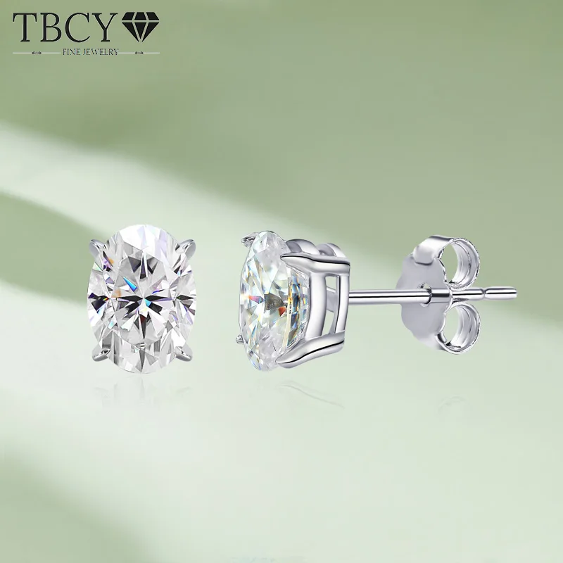 

TBCYD 0.5-2CT Oval Cut Moissanite Stud Earring For Women GRA Certified 925 Sterling Silver Rhodium Plated Ear Studs Fine Jewelry