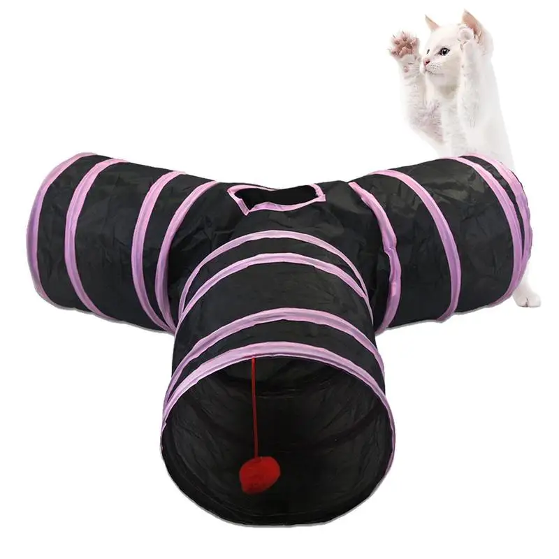 

Cat Play Tunnel Foldable Pet Interactive Tunnel 3-Way Toy Pet Hideout Activity Tunnel Tube Toys For Bunny Kitten Puppy Guinea