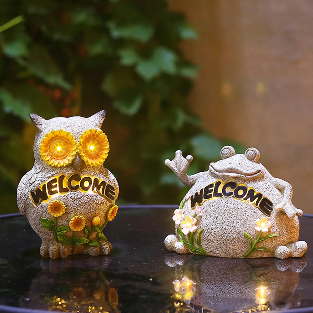 

Pastoral Garden Lamp Simulated Owl Frog Ambient Decoration Lamp Resin Garden Ornaments Sculpture for Outdoor Lighting Decoration