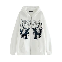 womens aesthetic y2k hoodies long sleeve print angel vintage sweatshirt female zip up gothic autumn streetwear grunge