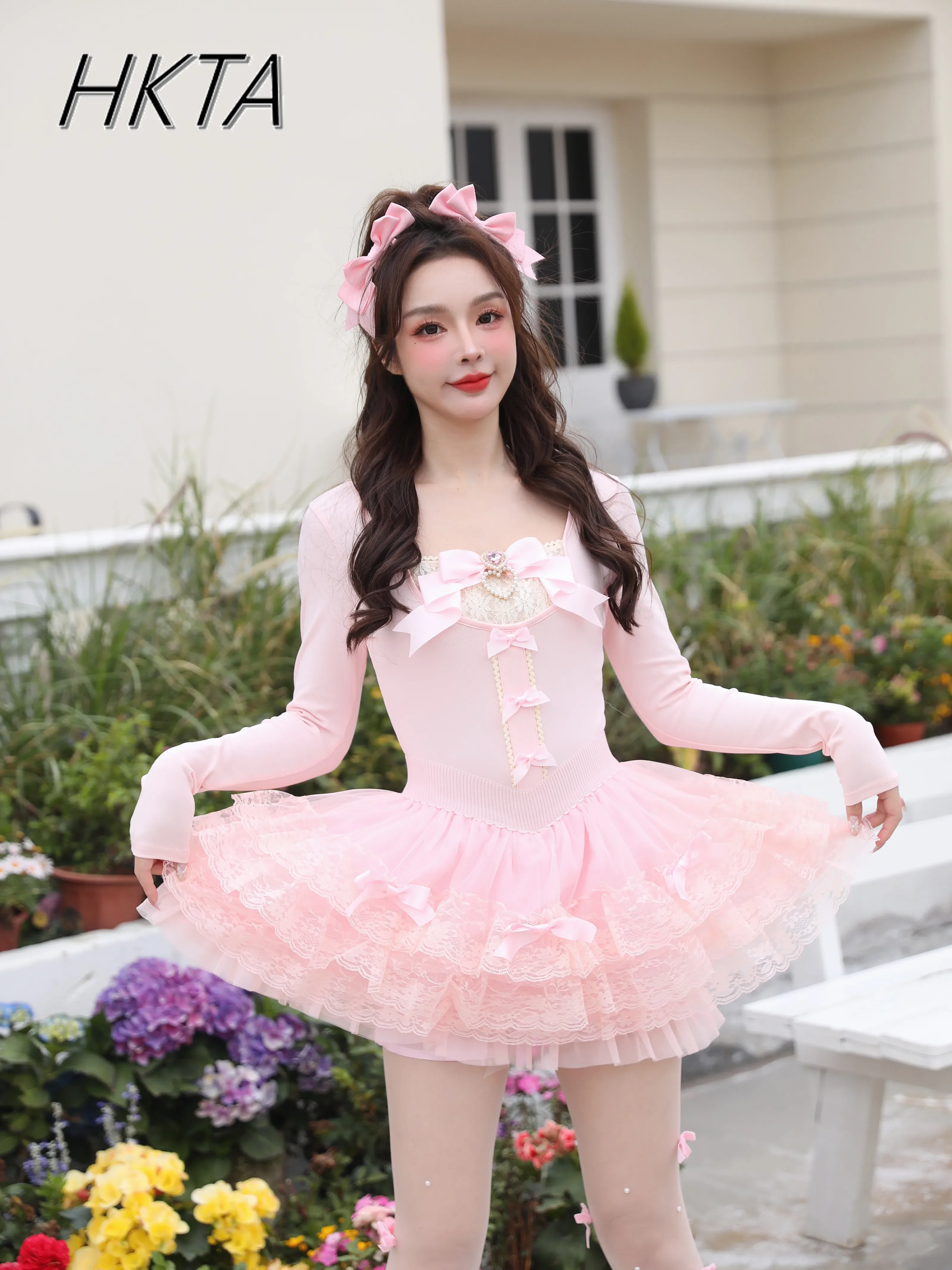 Элегантный балетный принцесса с бантом и жемчугом бриллиантами тонкий короткий