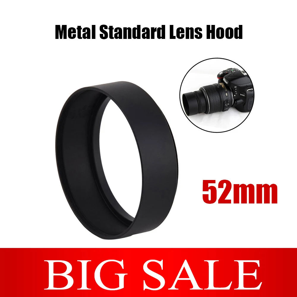 

52 мм металлическая стандартная бленда для объектива для Canon EOS Nikon Sony Fuji Pentax DSLR D5600 D5500 D5300 D5100 аксессуары для камеры