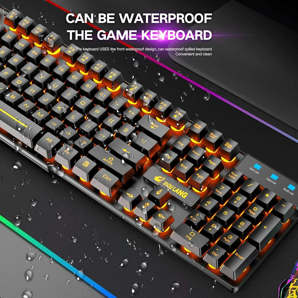 gaming mechanical keyboard feel rainbow led backlight usb keyboard and mouse set ergonomic for pc laptop computer gamer free global shipping