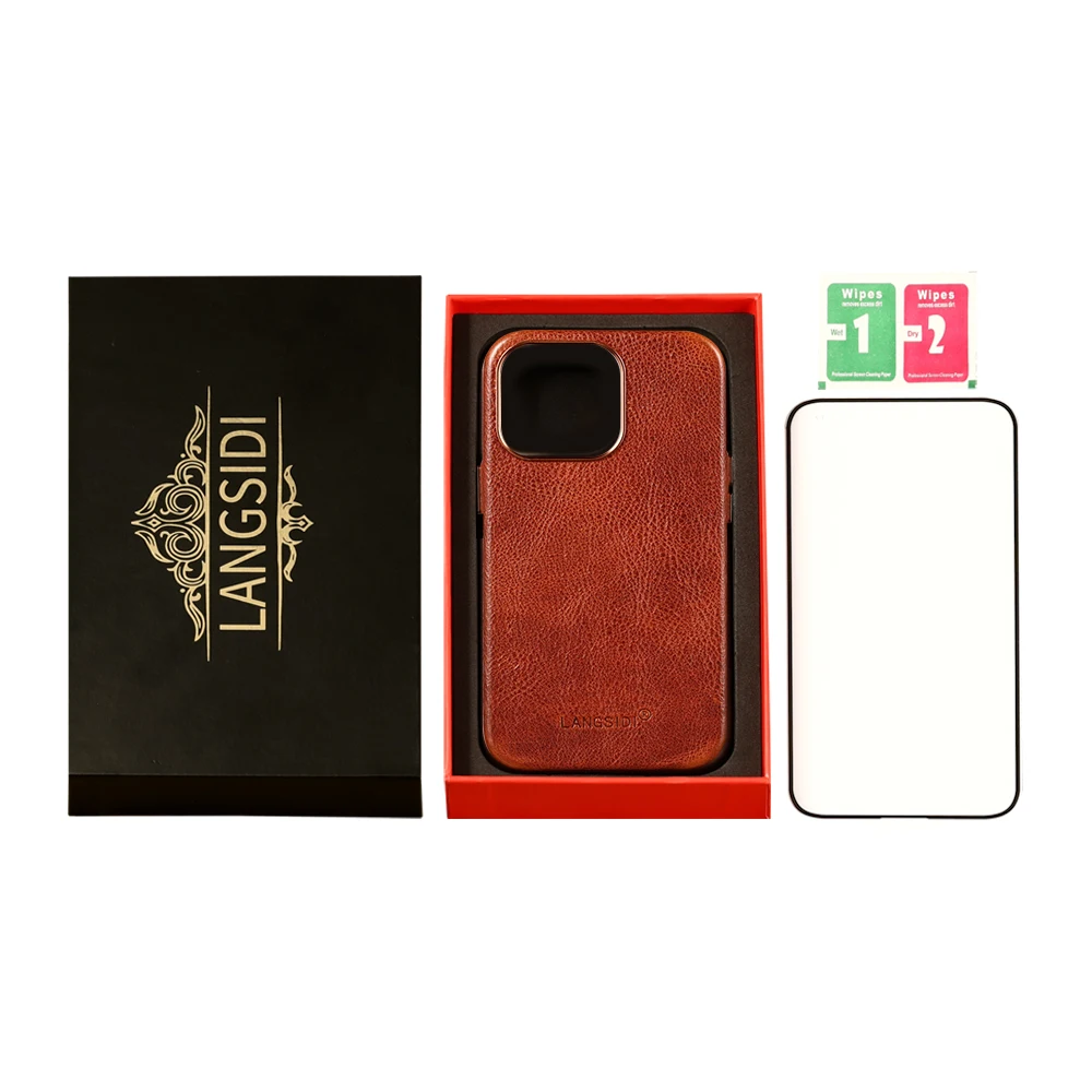 Чехол из натуральной кожи для телефона Magsafe iPhone 14 13 Pro Max Plus Mini с магнитной