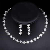2022 new simple diamond encrusted three piece suit necklace earrings bracelet bridal wedding high quality accessories