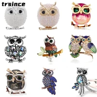 luxury rhinestone couple owl brooch animal brooches insect pin for women men clothes accessories party jewelry birthday gift