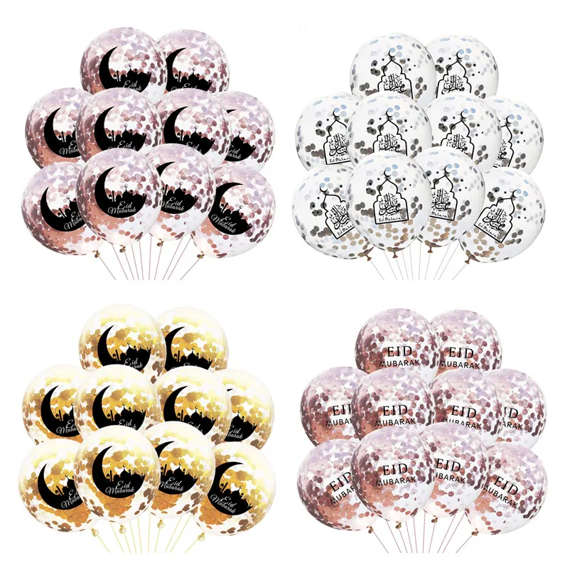 

5pcs 12inch Eid Mubarak Decor Confetti Balloons Ramadan Decoration Happy Ramadan Mubarak Decor Muslim Festival Party Supplies