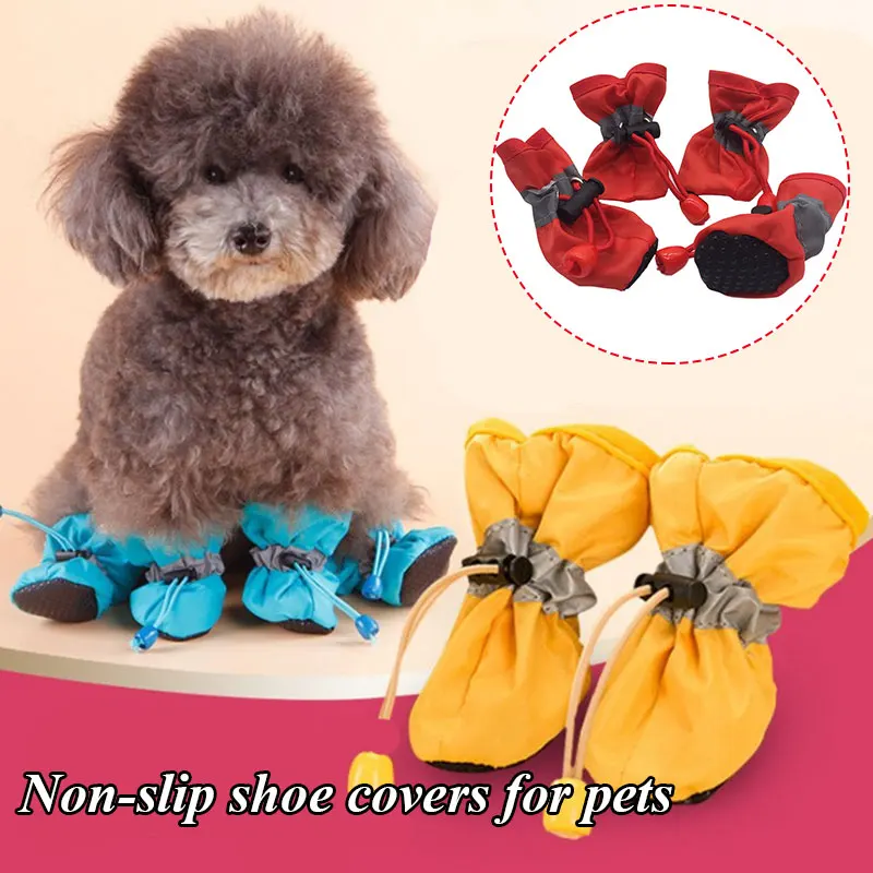 

4pcs/set Waterproof Winter Pet Dog Shoes Anti-slip Rain Snow Boots Footwear Thick Warm Small Cats Puppy Dogs Socks Booties YZL