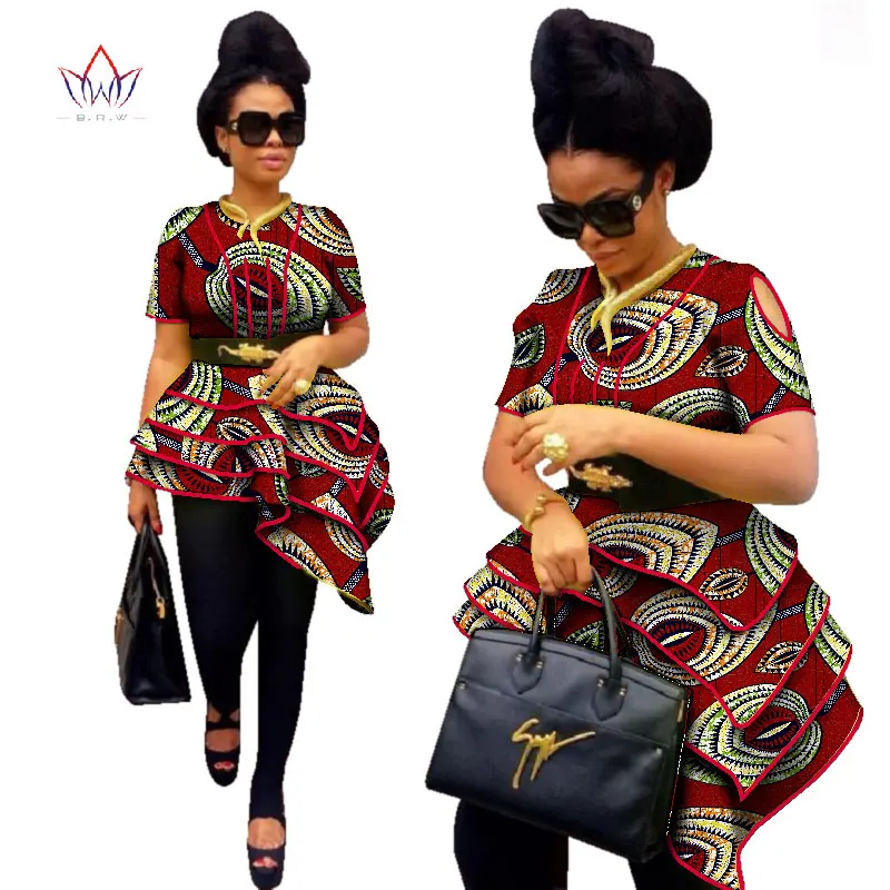 2017 BRW Africa Style Women Modern Fashions Womens Tops Dashiki African Print Tops Shirt Plus Size M-6XL Women Clothing WY2576